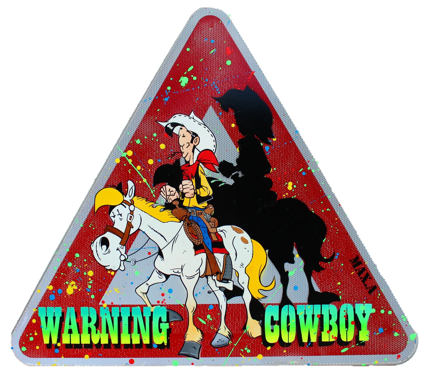 warning cowboy Maxime Andriot Original painting for sale