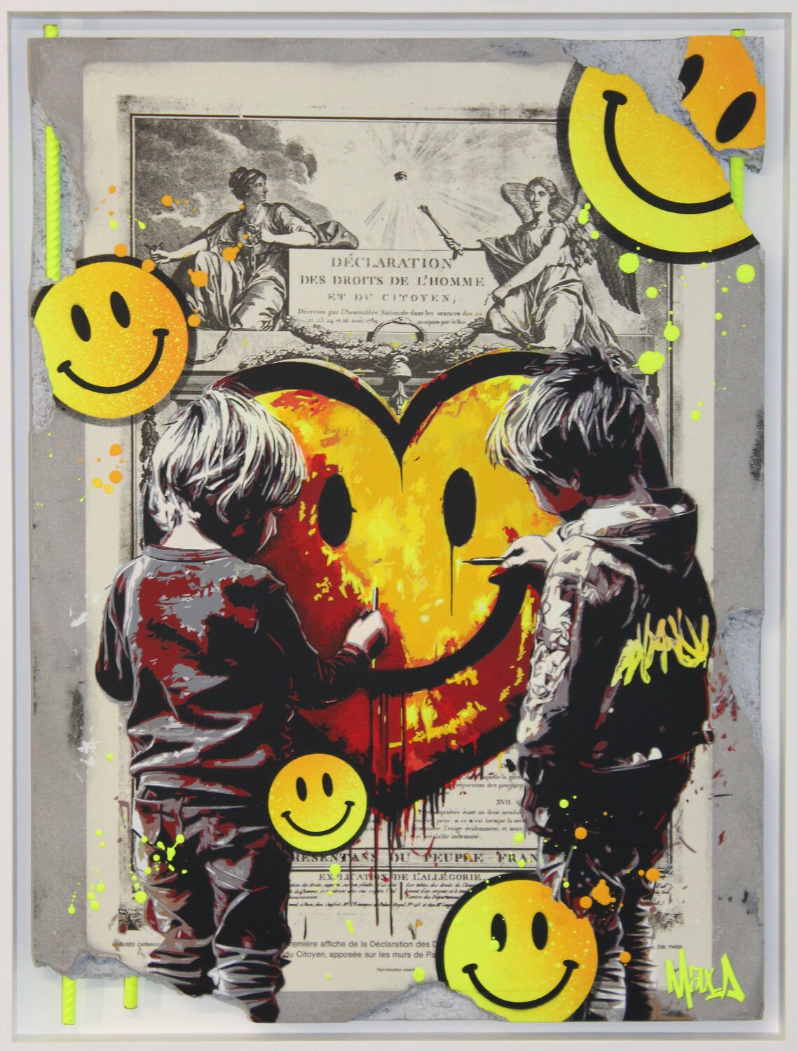 smiley déclaration Maxime Andriot Original painting for sale