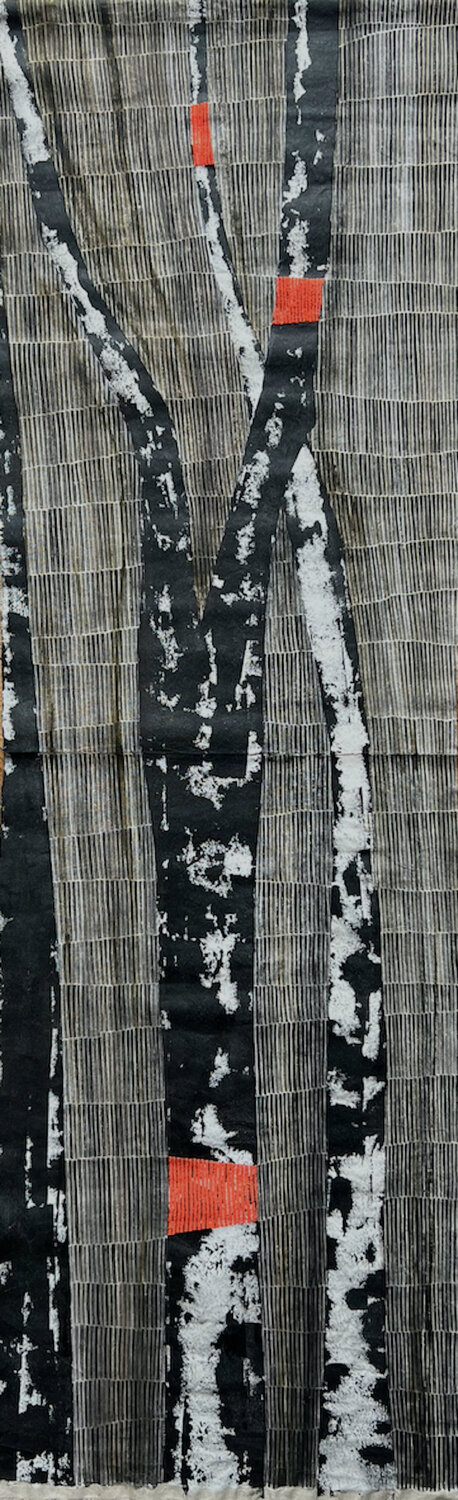 FLUO BIRCH TRUNKS LABB Original painting for sale