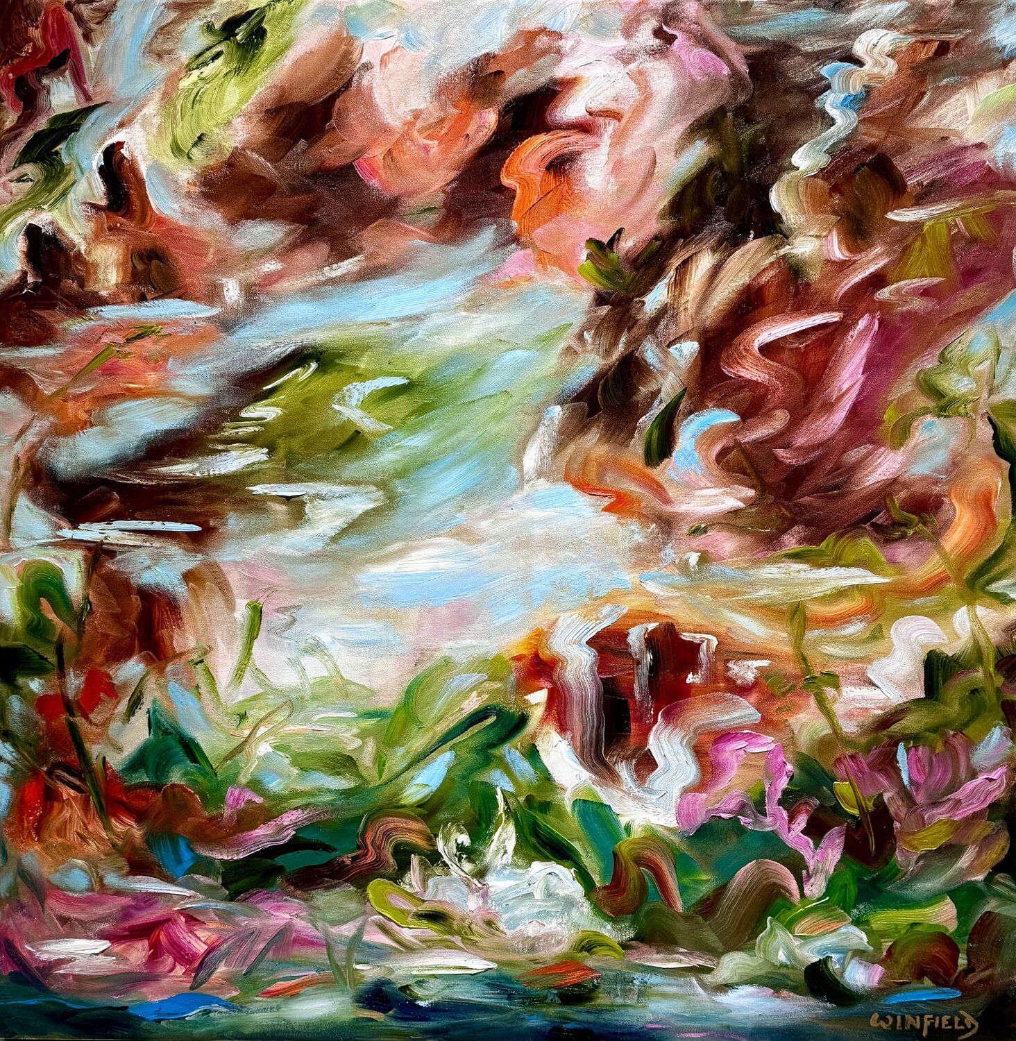 Pond Party Darlene Winfield Original painting for sale