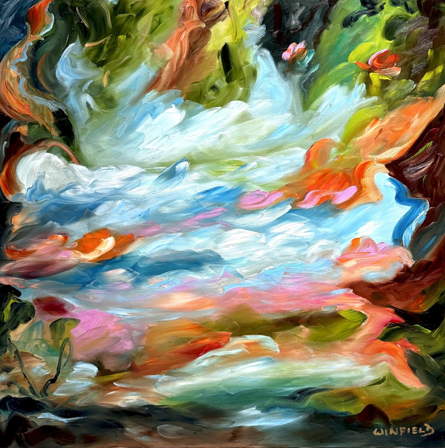 Reaching for Love Darlene Winfield Original painting for sale
