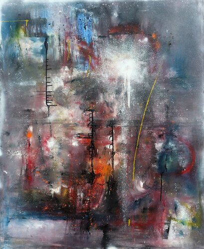 Alpenpanorama auf Marihuana um halb neun bei 3sat by Christian Büffel, Painting for Sale on Select