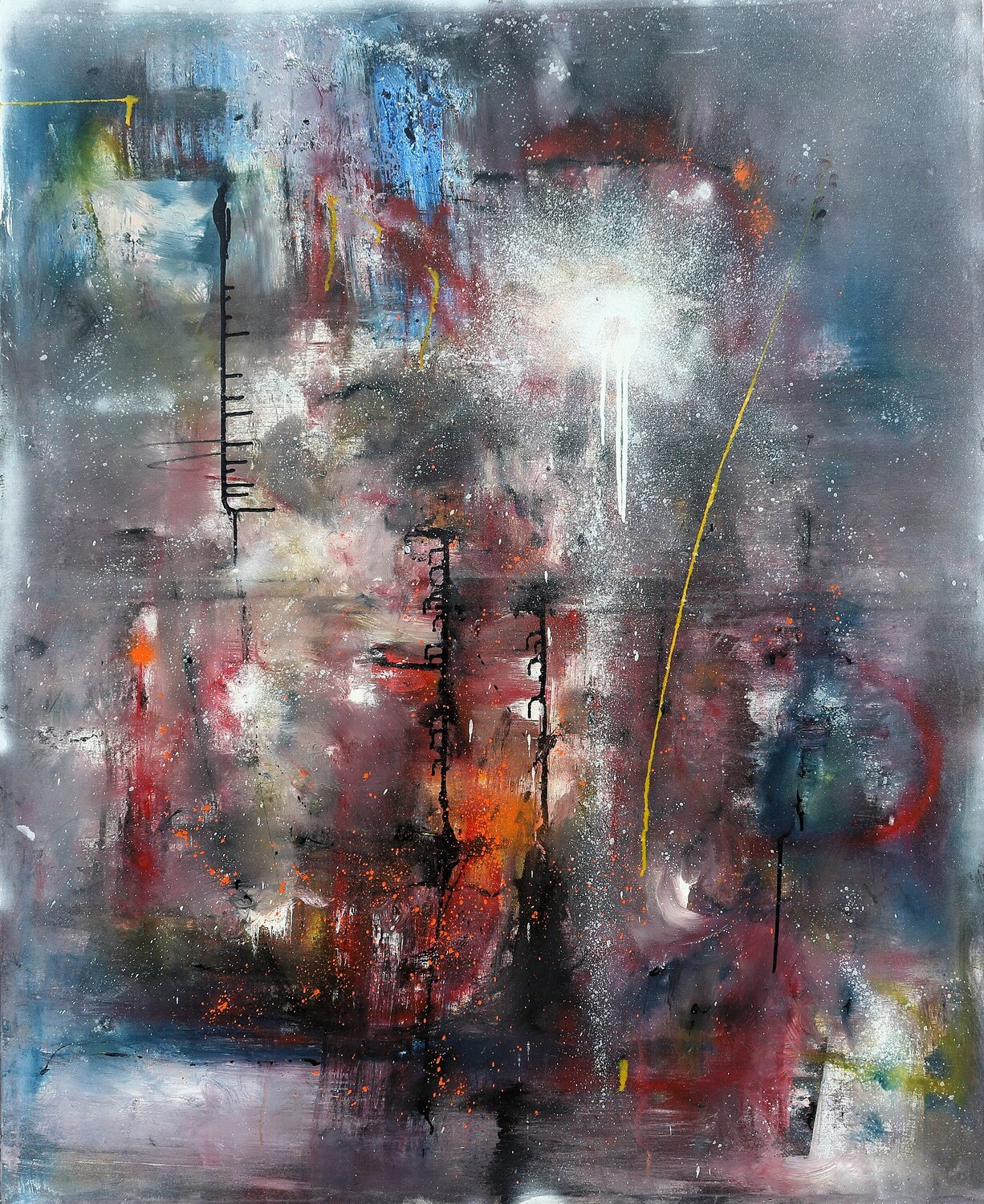 Alpenpanorama auf Marihuana um halb neun bei 3sat Christian Büffel Original painting for sale