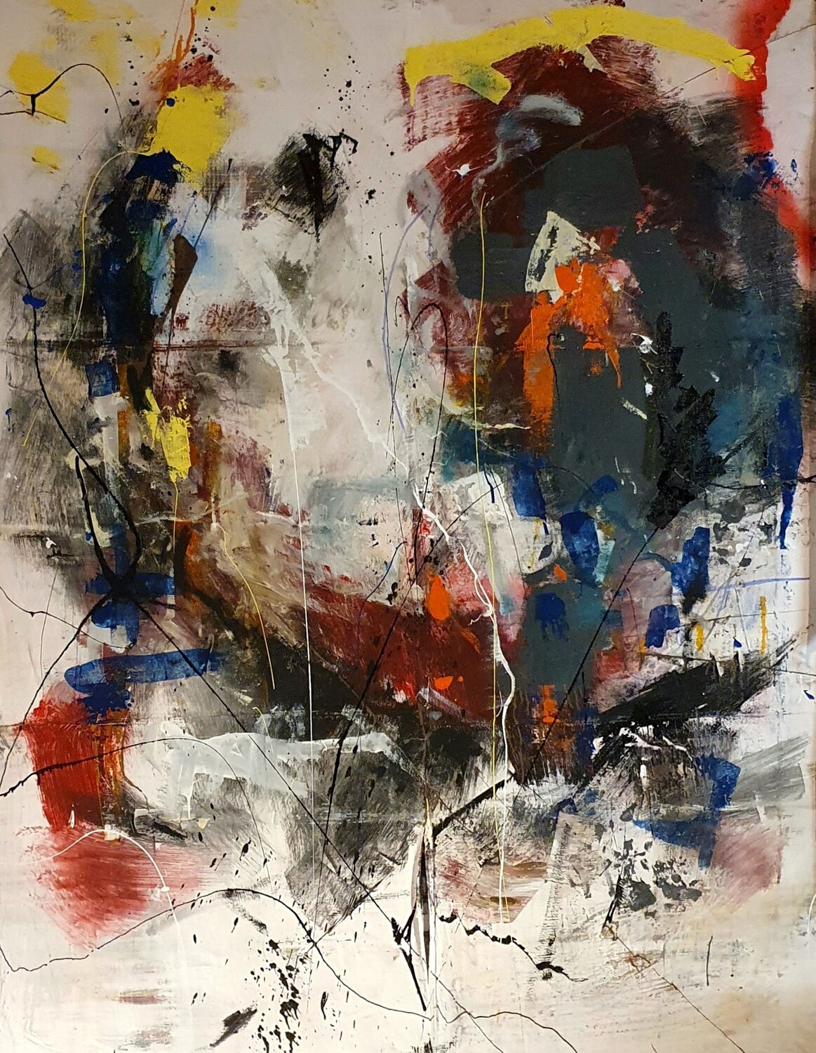 Zwischen Puls und Verlust III: Urban Pulse Christian Büffel Original painting for sale