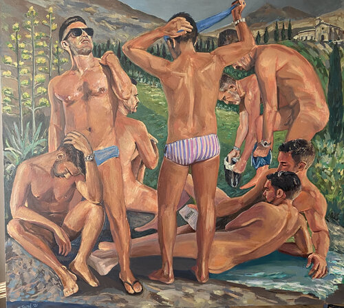 Los Bañistas by Marcos Terol, Painting for Sale on Select