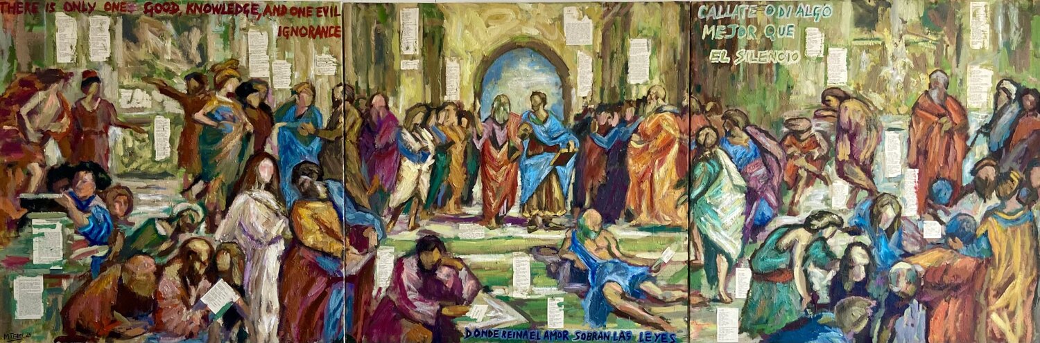 La Escuela de Atenas con Federico Garcia Lorca Marcos Terol Original painting for sale