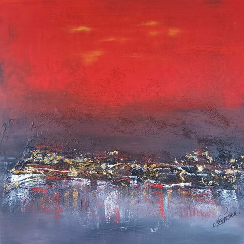 Red sun by Nat Stresser, Painting for Sale on Select