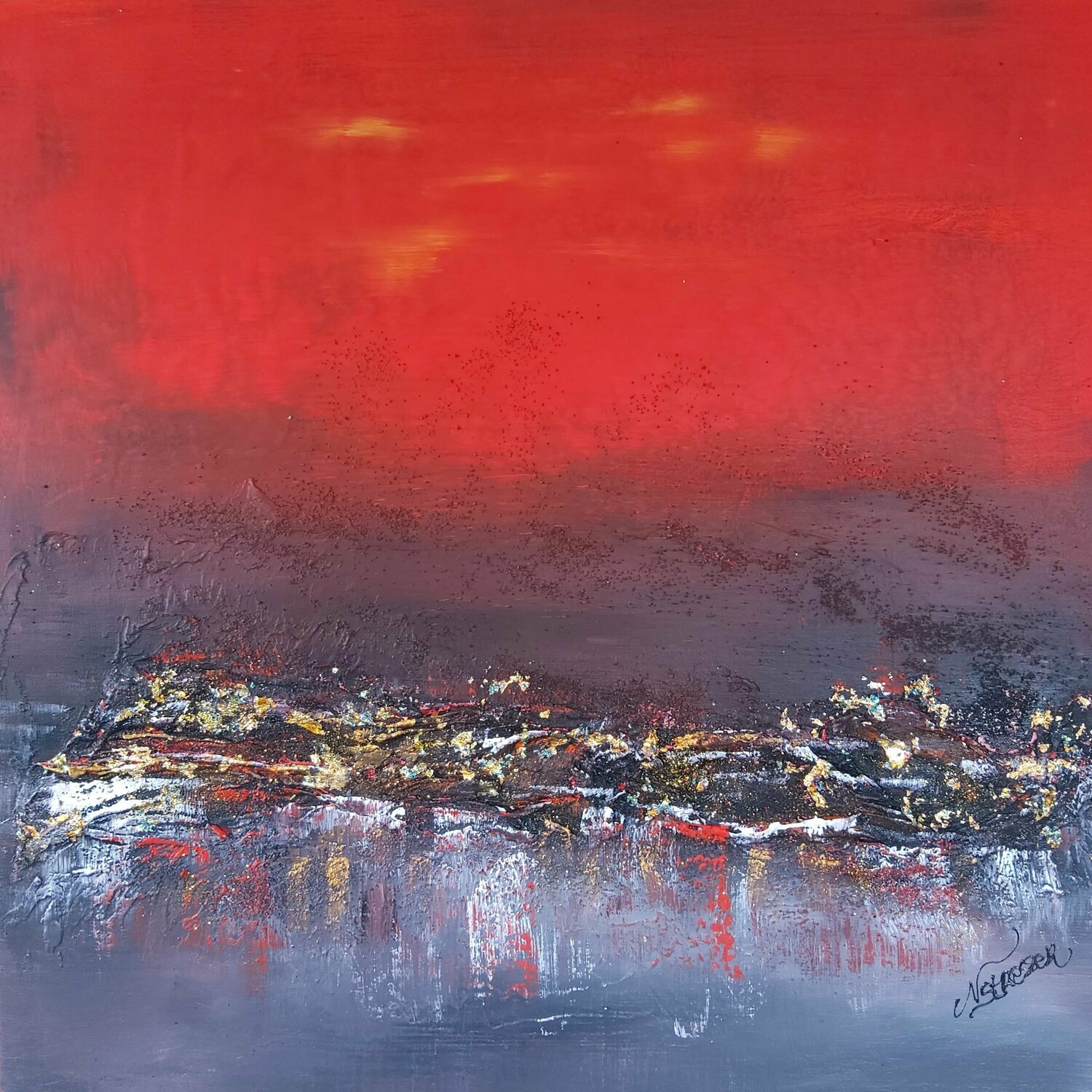 Red sun Nat Stresser Original painting for sale