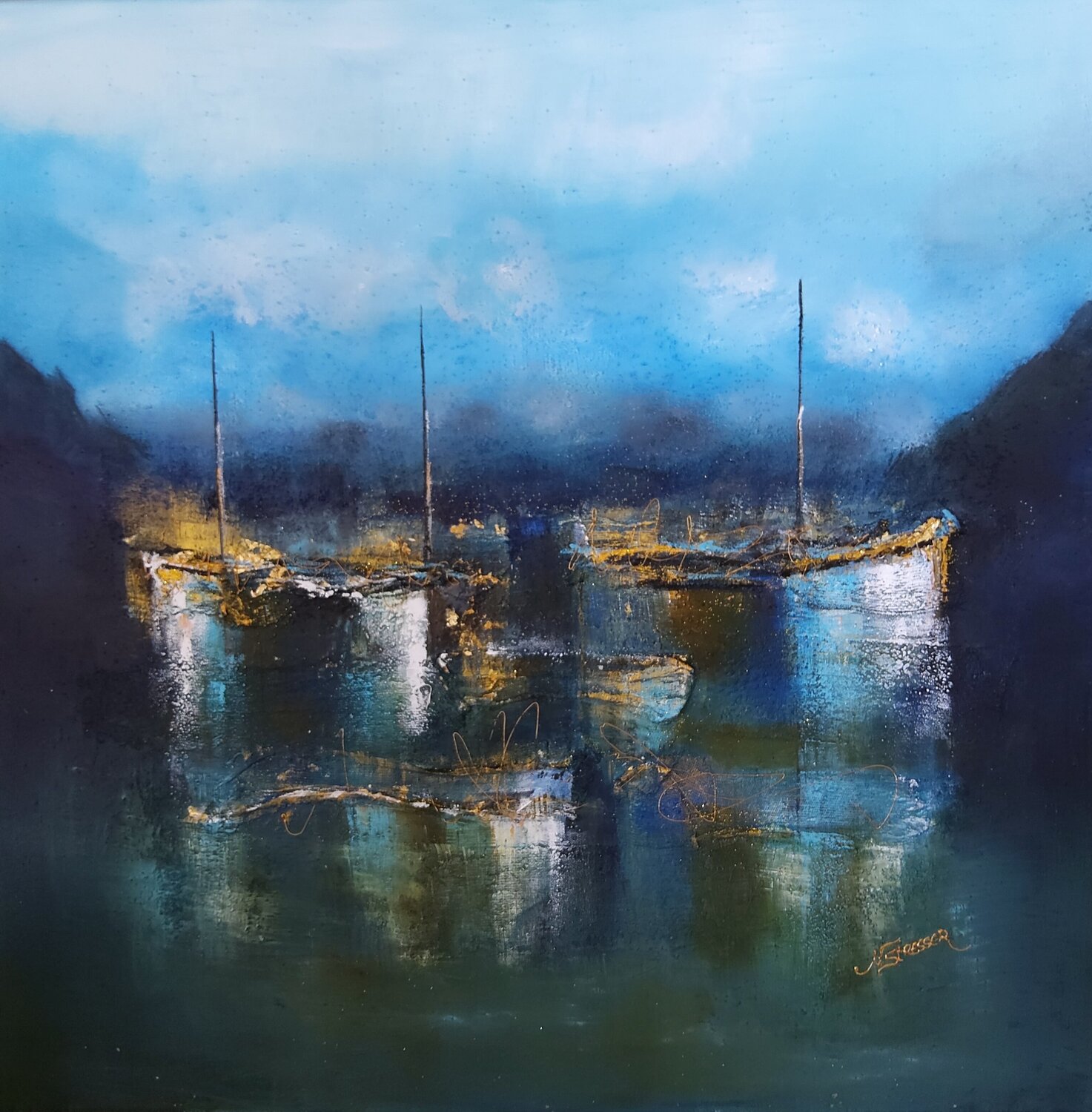 Les 3 Mâts Nat Stresser Original painting for sale