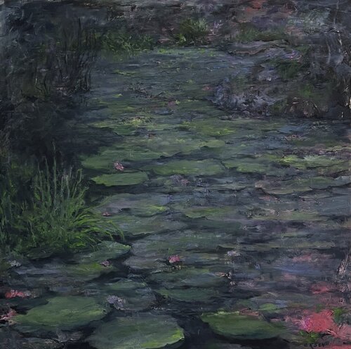 "As Night Falls on Monet's Lily Pond"  oil by Peggy Casey-Mason, Painting for Sale on Select