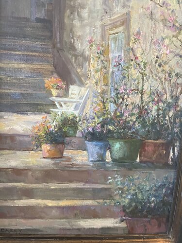 "Afternoon Light in Dinan, France" oil framed by Peggy Casey-Mason, Painting for Sale on Select