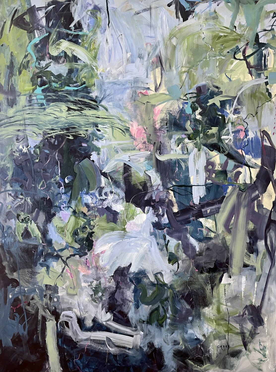 "Blue-Green Rhapsody" acrylic Peggy Casey-Mason Original painting for sale