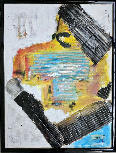 Mon toutou - 80x100 - 2024 (mit Rahmen) by Sof - Sophie Voigt-Chadeyron, Painting for Sale on Select