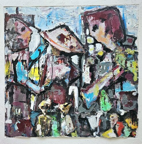 110x110x3 - 2025 - Laissez-moi tranquille! by Sof - Sophie Voigt-Chadeyron, Painting for Sale on Select