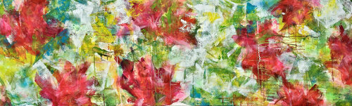 Fleurs sous la pluie - 60x200 - 2025 by Sof - Sophie Voigt-Chadeyron, Painting for Sale on Select