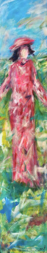 Rouge rosée élègante - 40x200 - 2025 by Sof - Sophie Voigt-Chadeyron, Painting for Sale on Select