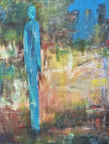 Homme bleu - 60x80 - 2023 by Sof - Sophie Voigt-Chadeyron, Painting for Sale on Select