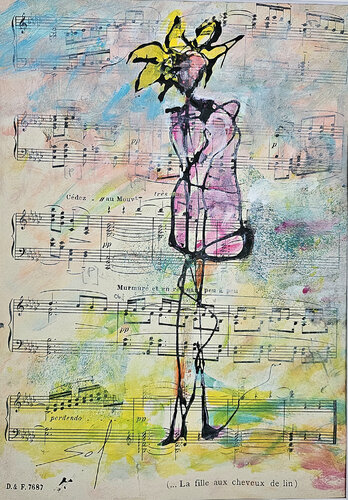 La fille aux cheveux de lin - 20225 - o.R 20x30 m.R 31,5x41.5. by Sof - Sophie Voigt-Chadeyron, Painting for Sale on Select
