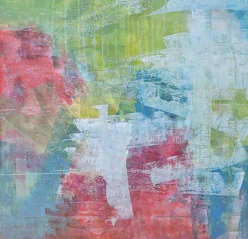 Strates vibrantes - 121x121 - 2026 by Sof - Sophie Voigt-Chadeyron, Painting for Sale on Select