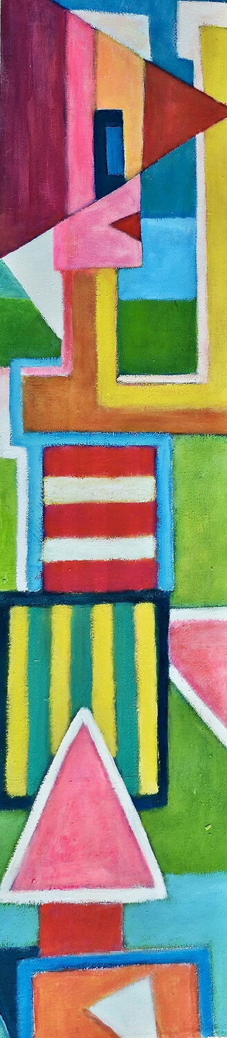 Dame en marche - mec assis - 130x30x2 - 2025 Sof - Sophie Voigt-Chadeyron Original painting for sale