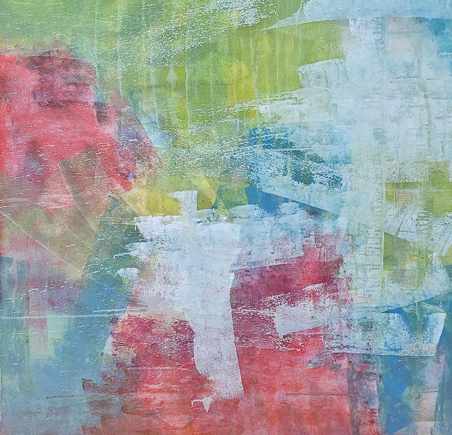 Strates vibrantes - 121x121 - 2026 Sof - Sophie Voigt-Chadeyron Original painting for sale