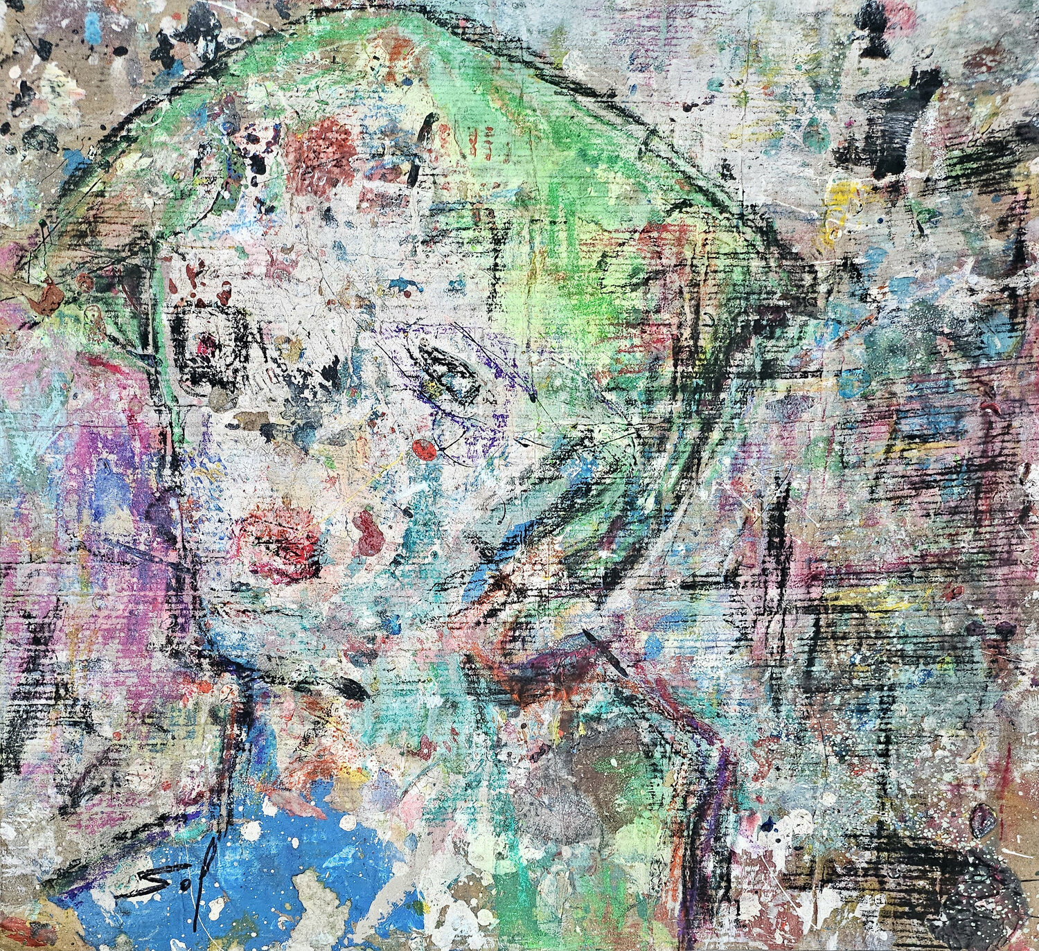 Présence résiduelle Sof - Sophie Voigt-Chadeyron Original painting for sale