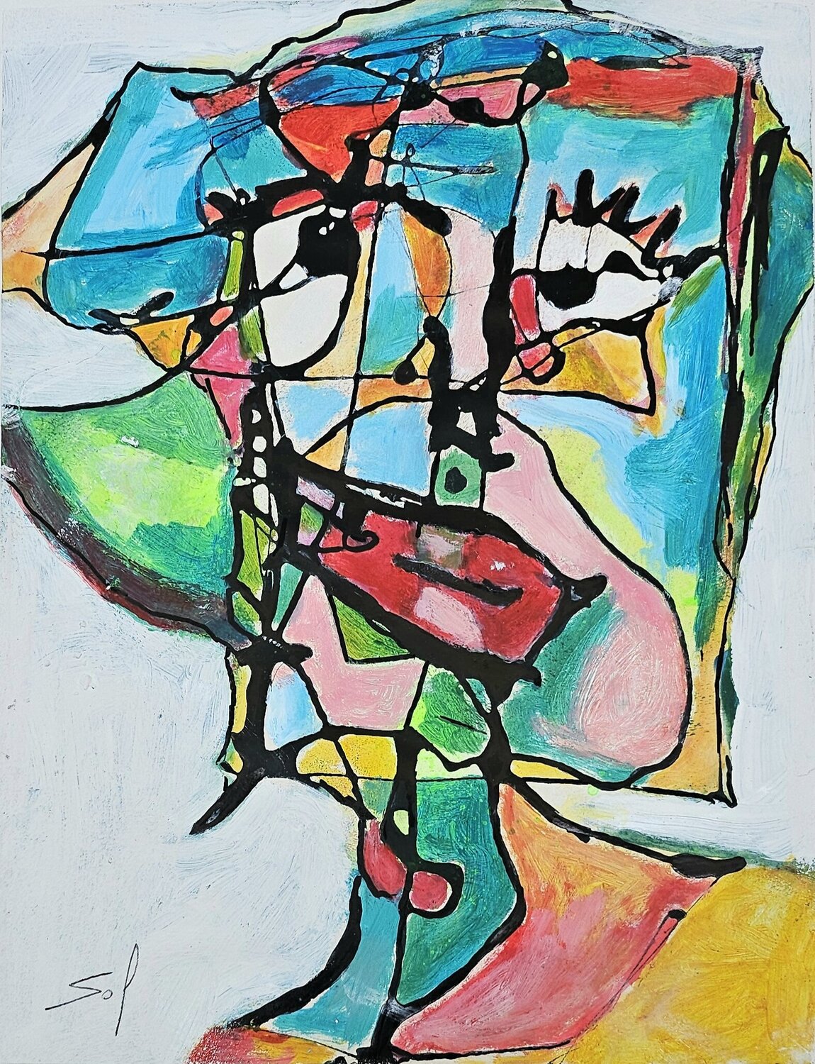 Identité fragmentée Sof - Sophie Voigt-Chadeyron Original painting for sale