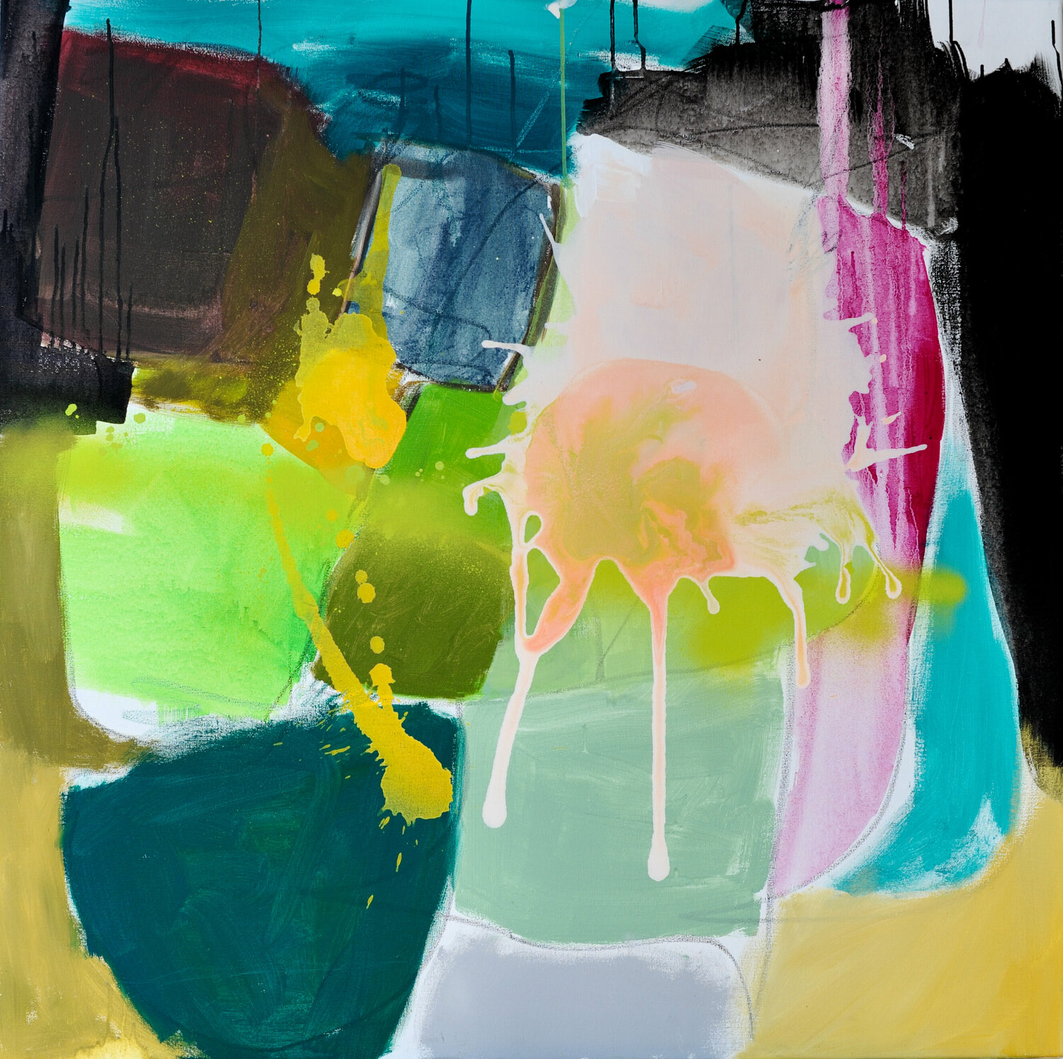 Waldstück B rosa Susanne Hendricks Original painting for sale