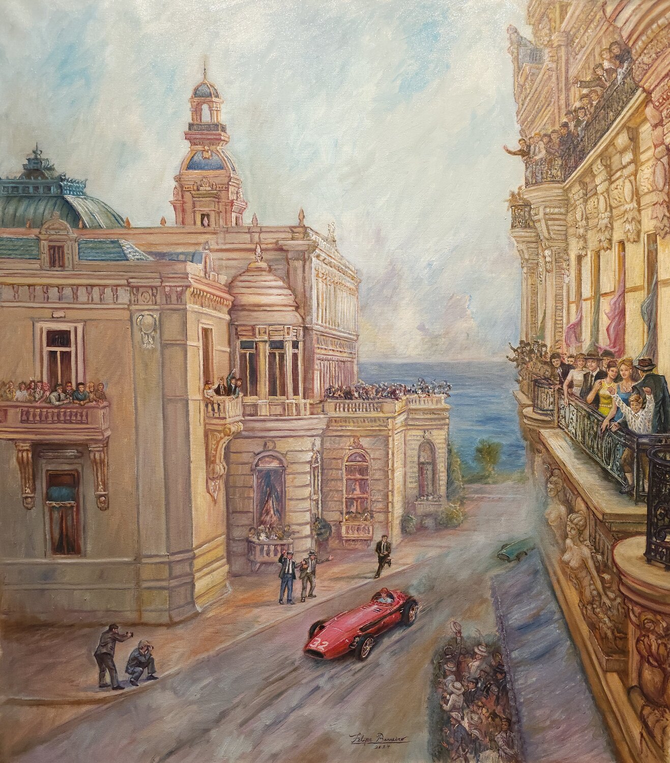 Casino Square 1957 Felipe Barreiro Original painting for sale