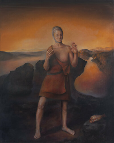 The fisherwoman by Oleg Radvan, Painting for Sale on Select