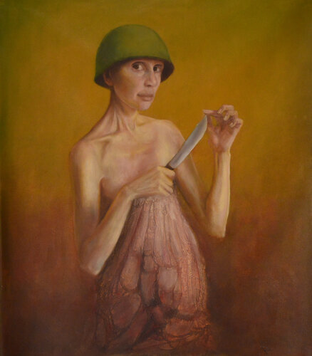 The girl with a knife. by Oleg Radvan, Painting for Sale on Select