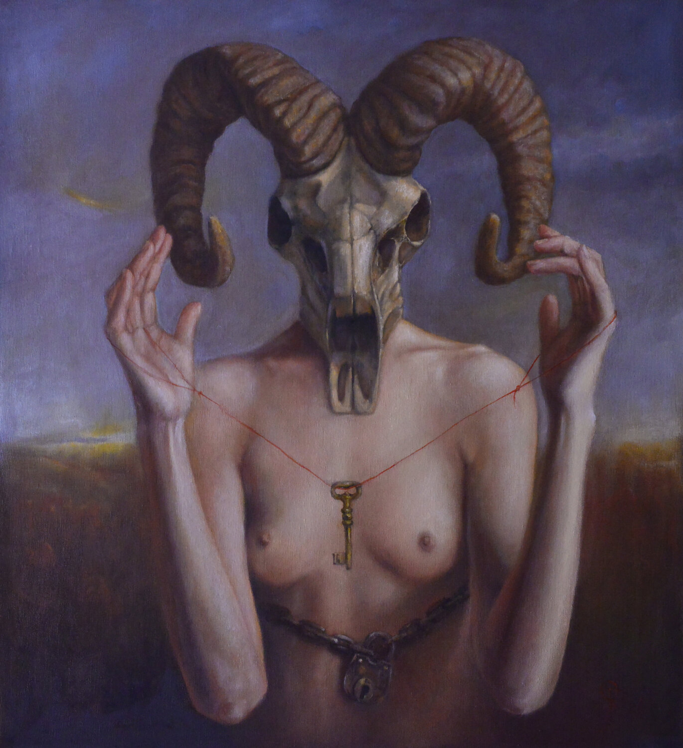 The red thead. Oleg Radvan Original painting for sale
