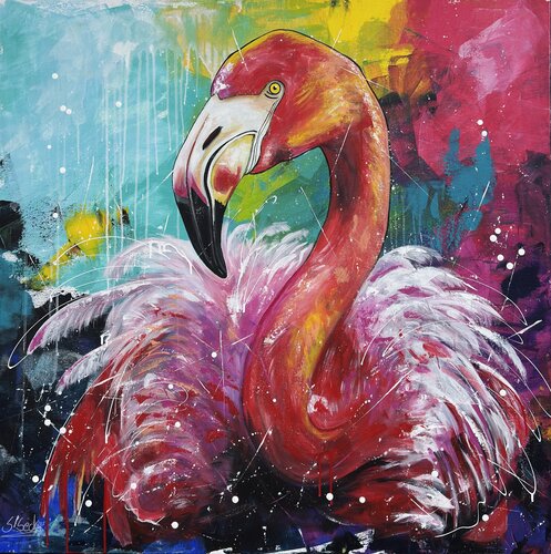 be like a flamingo by Sabrina Seck, Painting for Sale on Select