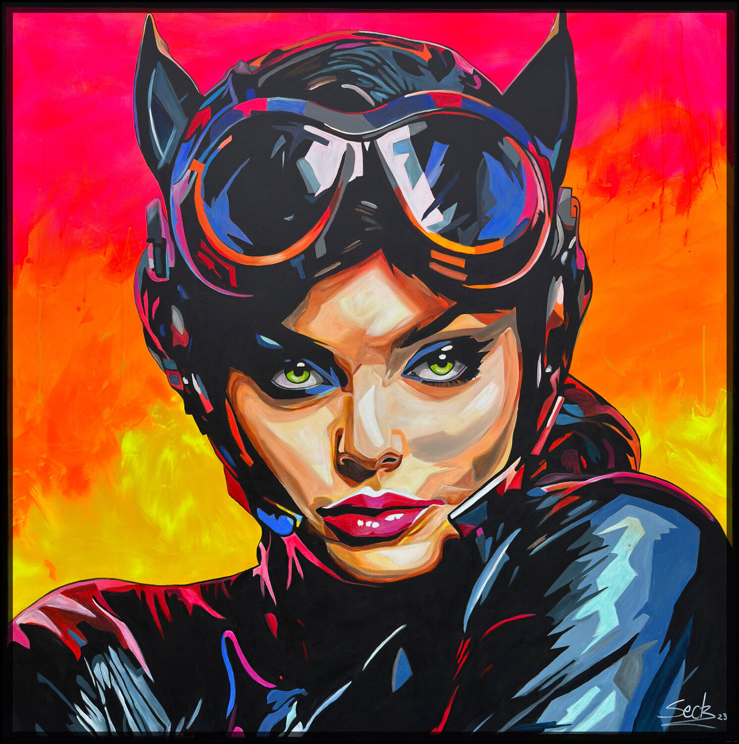 sunset cat Sabrina Seck Original painting for sale
