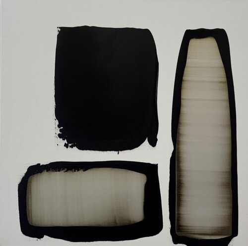 Black and white with pearl yellow 16 by Anca Todrican, Painting for Sale on Select