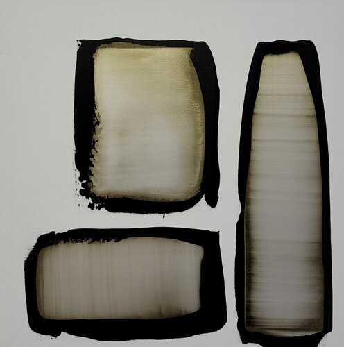 Black and white with pearl yellow by Anca Todrican, Painting for Sale on Select