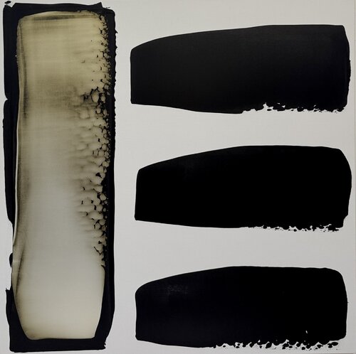 Black and white with pearl yellow N.10 by Anca Todrican, Painting for Sale on Select