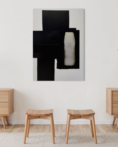 Black and white with pearl yellow N.8 by Anca Todrican, Painting for Sale on Select