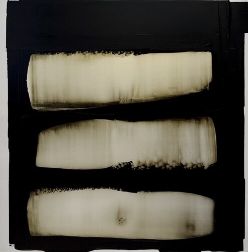 Black and white with pearl yellow N.5 by Anca Todrican, Painting for Sale on Select