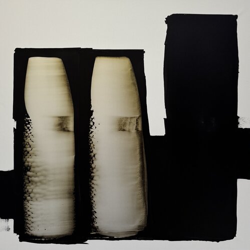 Black and white with pearl yellow N.15 by Anca Todrican, Painting for Sale on Select