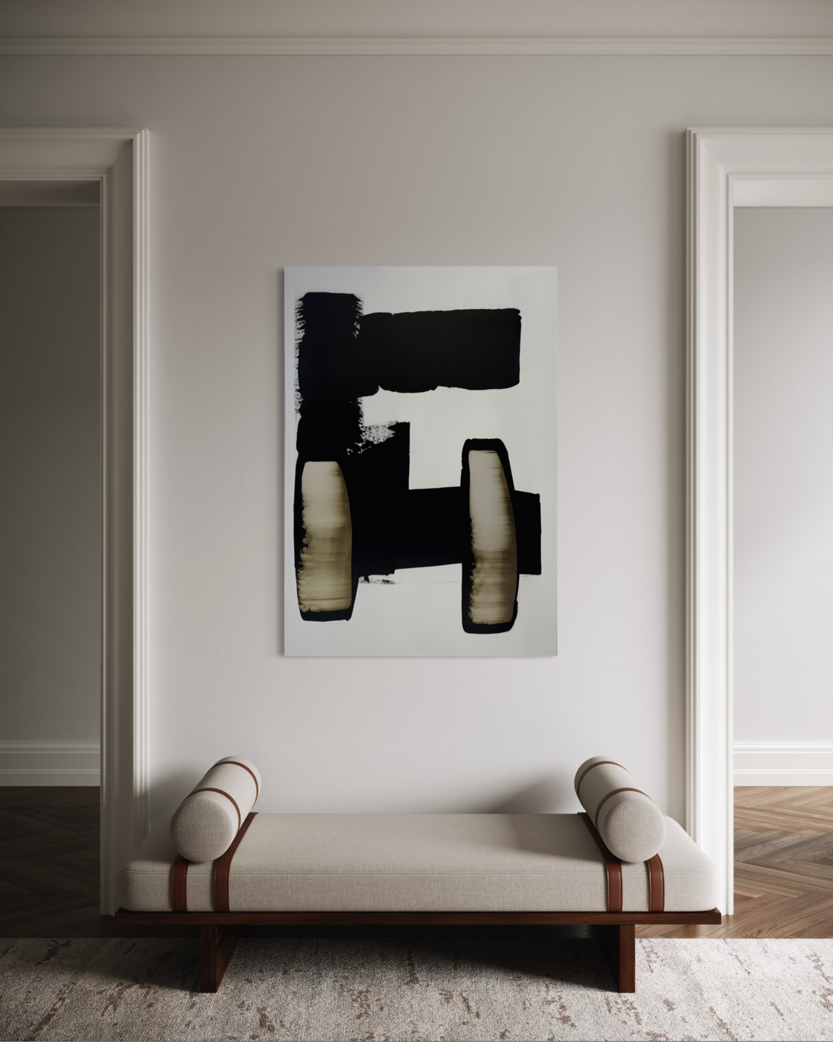Black and white with pearl yellow N.6 Anca Todrican Original painting for sale