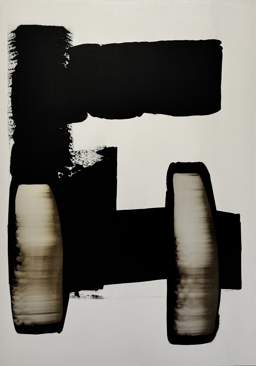 Black and white with pearl yellow N.6 Anca Todrican Original painting for sale