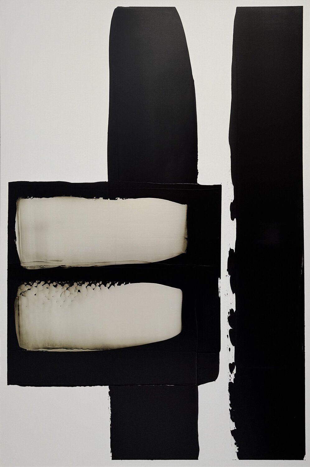 Black and white with pearl yellow N.16 Anca Todrican Original painting for sale
