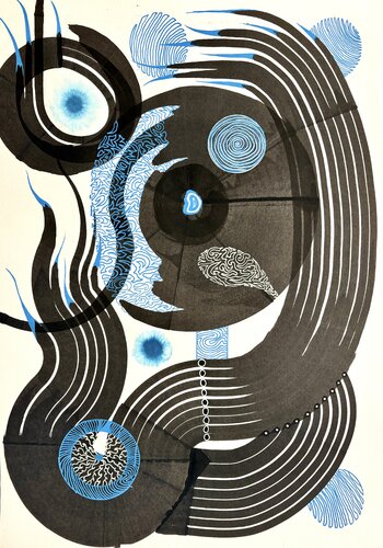 Blu vu du by Sumit Mehndiratta, Drawing for Sale on Select