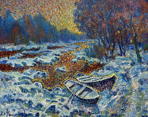 "Winter on the Desna". Kyiv. Ukraine. von Andrey Chebotaru, Malerei kaufen auf Select