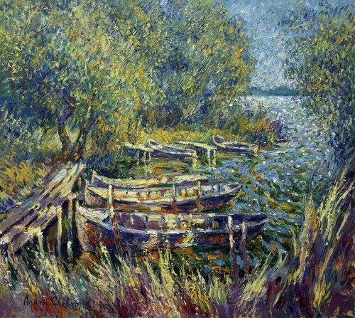 Evening on the Danube by Andrey Chebotaru, Painting for Sale on Select