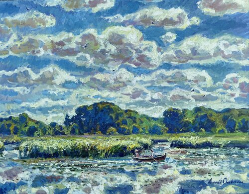"Where the sky meets the water" by Andrey Chebotaru, Painting for Sale on Select