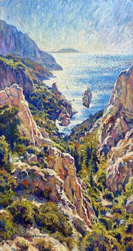 Blue symphony of the Mediterranean by Andrey Chebotaru, Painting for Sale on Select