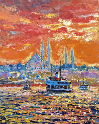 Evening Istanbul by Andrey Chebotaru, Painting for Sale on Select