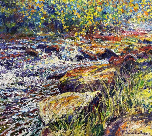 Energy of the mountains by Andrey Chebotaru, Painting for Sale on Select